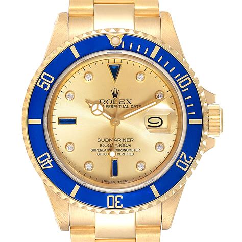 rolex submariner gold face diamonds|blue gold rolex submariner price.